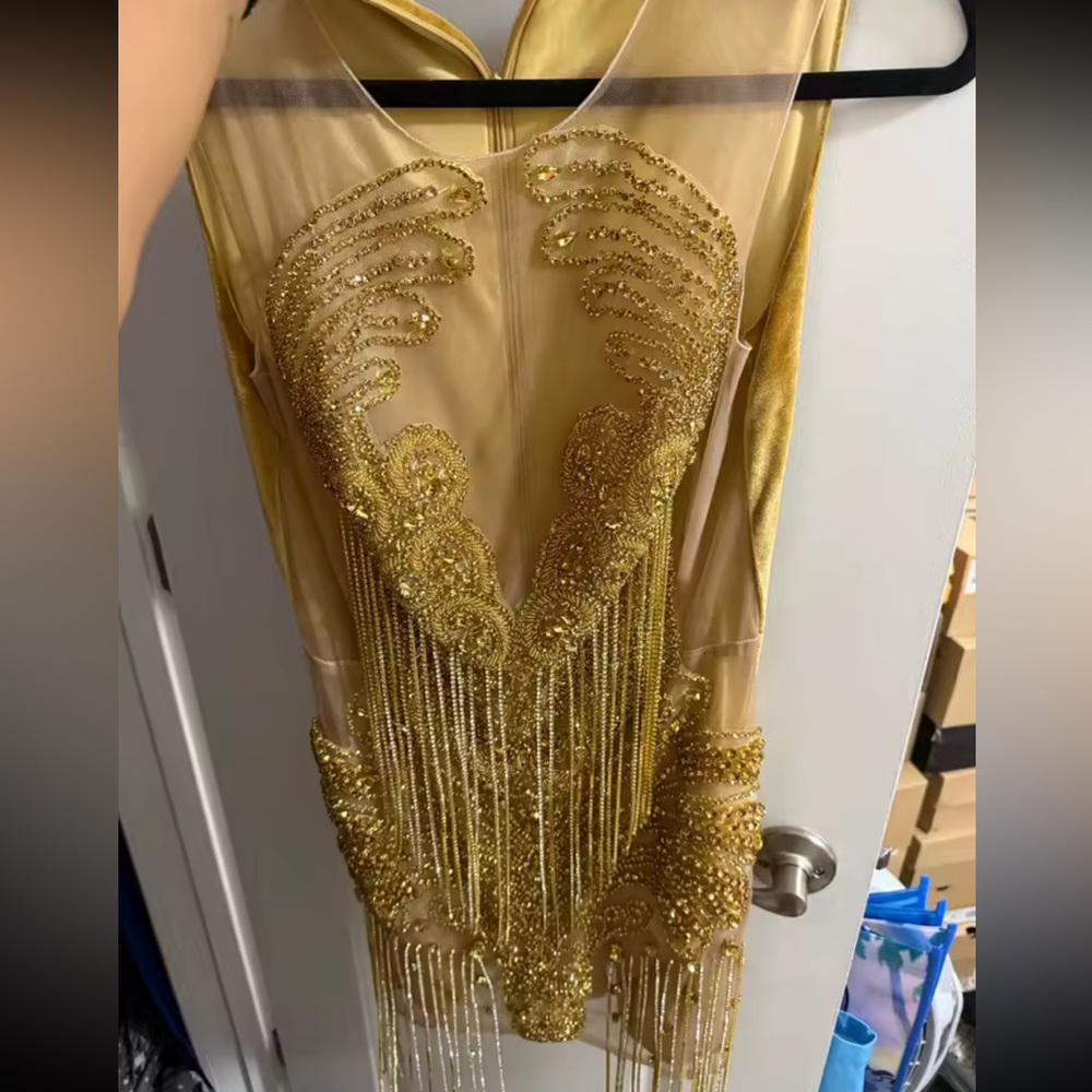 Elegant Gold Embellished Dress